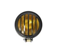 Phare Rond Noir Rétro pour Moto Gril Moteur De Moto Scoote Feu Avant Universel Universel Phares Avant Moto Anti Brouillard(Yellow)