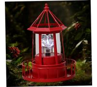 Phare solaire avec balise rotative, décoration de phare solaire de 8,3 pouces, lampe à 360 degrés de maisons légères, lampes de jardin solaires imperméables pour les décorations de pelouses de courts