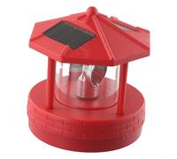 Phare solaire de jardin avec abat-jour rotatif pour un éclairage à 360 degrés conçu pour les applications extérieures sur pelouse, rue et cour (rouge)
