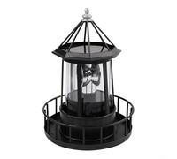 Phare solaire de jardin, décoration extérieure LED rotative avec rotation à 360 degrés, lampe de statue de cour en fer et ABS résistant aux intempéries pour patio, allée, balise automatique du