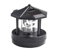Phare solaire rotatif avec double panneau, lampe de jardin, éclairage à 360 degrés, LED blanches, IP44 étanche et décoratif d'extérieur (noir)