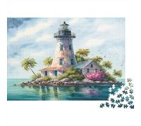 Phare sur île Puzzle 1000 pièces Adulte Papier Défi Cérébral Puzzle côtier Décoration Maison Détente Anti-Stress 70x50cm/1000pcs