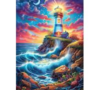 Phare sur la falaise côtière 1000 Pièces Puzzle Adulte En Carton Rigide Haute Densité Conte de fées animaux et plantes Difficile Moyenne Anti-Stress Jeu De Société Idée Cadeau Anniversaire Premium 100