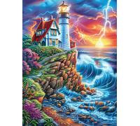 Phare sur la falaise côtière 1000 Pièces Puzzle Collectionneur En Carton Haute Qualité Conte de fées d'accompagnement magique Haute Difficulté Décoration Murale Oeuvre D'Art Cadeau Noël Premium 1000 P