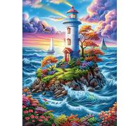 Phare sur la falaise côtière 1000 Pièces Puzzle Expert Confirmé En Carton Épais Sans Déformation Scène de conte de fées dessin animé Très Difficile Motif Complexe Cadeau Fête Des Pères Premium 1000 PC