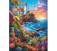 Phare sur la falaise côtière 500 Pièces Puzzle Débutant En Carton Anti-Déchirure Conte de fées d'accompagnement magique Facile Apprentissage Anti-Stress Passe-Temps Cadeau Fête Des Mères Petit Prix 50