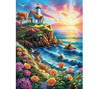Phare sur la plage tropicale 1000 Pieces Casse-tête Expert Confirmé En Carton Épais Rigide Animal mignon de conte de fées Très Difficile Niveau Expert Motif Complexe Cadeau Anniversaire Premium 1000 P