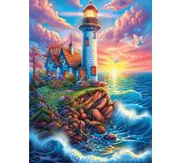 Phare sur la plage tropicale 1000 Pièces Puzzle Personne Âgée En Carton Rigide Conte de fées animaux et plantes Facile Débutant Anti-Stress Activité Manuelle Thérapie Occupationnelle Petit Prix 1000 P