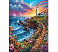 Phare sur la plage tropicale 300 Pièces Puzzle Adulte En Carton Rigide Haute Qualité Animal mignon de conte de fées Très Difficile Haute Difficulté Anti-Stress Décoration Murale Idée Cadeau Premium 30