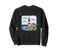 Phare sur le rivage avec vagues de l'océan Sweatshirt