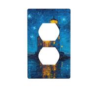 Phare sur une petite île - Couvercle d'interrupteur décoratif - Plaque murale pour cuisine, salle de bain - Dimensions : 7 x 11,4 cm