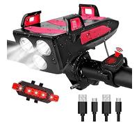 Phare USB 4000 mAh avec batterie externe avant et haut-parleur, 3 modes de lampe LED, IPX4, étanche, anti-pluie, anti-neige, multifonction, pour cyclisme, randonnée, camping, facile à installer
