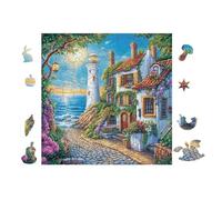 Phare Village côtier 100 Pieces Casse-tête Adulte en Carton Rigide Très Difficile Niveau Expert Thérapie Occupationnelle Anti-Stress Cadeau Fête des Pères 28x28cm
