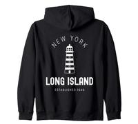 Phare Vintage de Long Island New York, LI, NY, est.1640 Sweat à Capuche