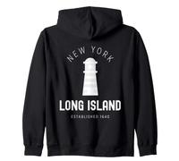 Phare Vintage de Long Island New York, LI, NY, est.1640 Sweat à Capuche