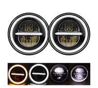 Phare Voiture 1 paire de feux de circulation 75W Led H4 7 pouces, accessoires de voiture, yeux d'ange H4, phare Led pour Lada pour Niva 4X4 pour Uaz pour Hunter Phare Assemblage(2x 55b A 1pair)