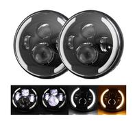 Phare Voiture 1 paire de feux de circulation 75W Led H4 7 pouces, accessoires de voiture, yeux d'ange H4, phare Led pour Lada pour Niva 4X4 pour Uaz pour Hunter Phare Assemblage(2x 40b A 1pair)