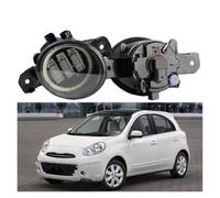 Phare Voiture 2 Pièces Angel Eye Antibrouillard Voiture LED Lentille Lampe Conduite DRL 30W H11 12V Pour Nissan Pour Micra Pour Mars 4/IV K13 2010-2016 2021-2023 Phare Assemblage(Yellow and Red)