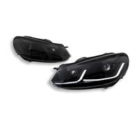 Phare Voiture 2 Pièces Phare De Voiture Pour VW Pour Golf 6 Mk6 2009 2010 2011 2012 Projecteur LED Lentille Phare DRL Clignotants Feux De Route(Smoke)