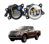 Phare Voiture 2 X Feu Antibrouillard LED Avant Voiture Angel Eye DRL 30W H11 Feu Jour Antibrouillard 6000LM Pour Mitsubishi L200 Pour Strada Pour Triton 2005-2019 Phare Assemblage(White and Red)