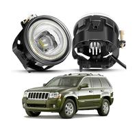 Phare Voiture 2 X LED Ensemble Antibrouillard Pour Jeep Pour Grand Pour Cherokee 2005 2006 2007 2008 2009 2010 Voiture Angel Eye DRL Brouillard Feux De Jour H10 Phare Assemblage(White and Red)