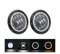Phare Voiture 2x Voiture 7 Pouces Phare Led Salut/bas H4 Halo Angle Yeux DRL Phare Pour Chevy Pour Camaro 1967-1981(90w Halo Black b)