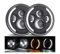 Phare Voiture 2x Voiture 7 Pouces Phare Led Salut/bas H4 Halo Angle Yeux DRL Phare Pour Chevy Pour Camaro 1967-1981(40w Halo Black b)
