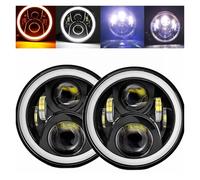 Phare Voiture 2x Voiture 7 Pouces Phare Led Salut/bas H4 Halo Angle Yeux DRL Phare Pour Chevy Pour Camaro 1967-1981(50w Halo Black b)