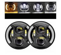 Phare Voiture 2x Voiture 7 Pouces Phare Led Salut/bas H4 Halo Angle Yeux DRL Phare Pour Chevy Pour Camaro 1967-1981(50w Halo Black a)