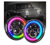Phare Voiture 7 ''phare LED Rond Yeux D'ange H4 Phare Pour Land Pour Rover Pour Defender 90 110 1995 1997 Pouces Phare LED H4 DRL Accessoires De Voiture(RGB-001)