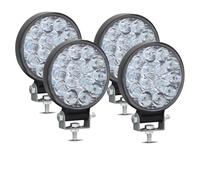 Phare Voiture Barre Lumineuse Travail Led 72W Blanc Ambre 24 Barra Projecteur Rond Carré DRL Lumière Voiture Pour 4x4 Barre Led Tout-terrain SUV ATV Camion Pelle(4X Mini 42W 14LED)