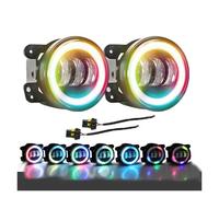 Phare Voiture Feu Antibrouillard 4 Pouces 150W 15000LM LED Rond Coloré DRL Feu Antibrouillard Pour Jeep Pour Wrangler SUV Feu Antibrouillard Avant 6000K 30V Phare