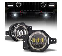Phare Voiture Feux Antibrouillard Led 30W 4 Pouces Avec Support De Montage DRL Halo Pour Jeep Pour Wrangler JL 2018 2019 Pare-chocs Avant JL 4 Pouces Yeux D'ange(001)