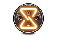 Phare Voiture Phare H4 Pour Jeep Pour Wrangler 7 Pouces Phare LED Phare Rond 200W 30000LM Yeux D'ange Dégradés Jaunes(1 Piece)