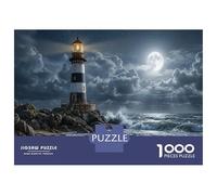 PharePuzzle Premium 1000 Pièces en Carton Épais Vagues sous la Pleine Lune pour Grands-Parents Entraînement Cognitif Activité Intérieure 70x50cm/1000pcs