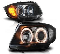 Phares Angel Eyes Tuning Tec LED Avant Pour BMW Série 3 E90 E91 05-08 Noir