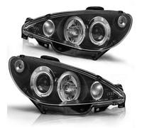Phares Angel Eyes Tuning Tec LPPE03 Pour Peugeot 206 98-06 Noir H7 Avant