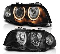 Phares Angel Eyes Tuning Tec Pour BMW Série 3 E46 Berline Break 98-01 Noir