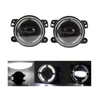 Phares Antibrouillard Phare Antibrouillard LED Angel Eye De 4 Pouces pour Jeep pour Wrangler JK Phare De Travail DRL 6000K Anneau Halo Blanc Feu Antibrouillard(2 pièces)