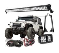 Phares Antibrouillard pour Jeep pour Wrangler YJ 1987-1993 1994 1995 Barre Lumineuse LED 50 Pouces 3 X 3 Pods Feux Travail + Support Montage Toit Ensemble Faisceau Câbles Feu Antibrouillard