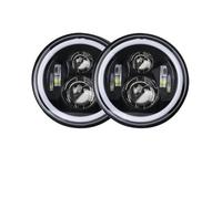 Phares Avant 2 Pièces pour Suzuki pour Samurai pour Offroad 4x4 Ensemble Phares Voiture Universels 7 Pouces Phares À LED Hi Low H4 Halo Angle Eyes DRL Phare Feux Avants(50w Halo Light Black)