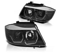 Phares Avant 3D Angel Eyes Pour BMW 3 Série E90 E91 Année 05-08 Noir LED
