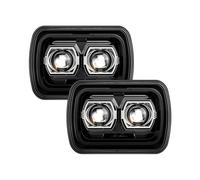 Phares Avant Ensemble pour Jeep Wrangler YJ 1986-1995 pour Cherokee XJ H4 1984-1901 Phare Avant 2 Pièces 7x6'' 5X7 Pouces Phare LED Carré Hi-Lo Beam Halo Phare Avant Ensemble(02 90W 2PCS)