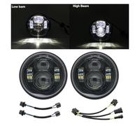 Phares Avant LED 4.65 Pouces H4 Phare LED pour Moto FXDF pour Dyna Gros Bob 4.5 "Double Phare Double LED Phares avec DRL LED Moto Phare(Black NO DRL)