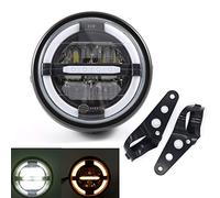 Phares avant LED, d'assemblage de phare de moto universel avec DRL pour Cafe Racer Bobber Chopper (Couleur A)