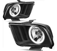 Phares Avant Lentille pour Ford pour Mustang 2005 - 2009 Ensemble De Phares LED DRL De Remplacement Paire De Boîtiers Noirs Compatible avec Phare Boîtier Transparent