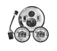 Phares Avant Moto Lumière Moto pour Electra Glide Softail Fat Boy Touring, Phare LED À Moteur 7 Pouces avec Phares Antibrouillard 4.5 Pouces Phare Moto LED(7inch and 4.5inch S)