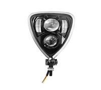 Phares Avant Moto Phare Avant Phare Avant LED Universel pour Moto Feux Croisement Et De Route Améliorés Éclairage Triangulaire Montage Inférieur pour Chopper Et Bobber(Le Noir)