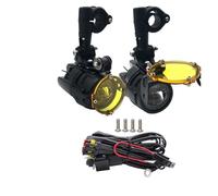 Phares Avant Moto Phare Avant pour BMW pour GS 1200 1250 F800GS R1100GS F700GS Noir avec Faisceau Câbles Relais Phare Auxiliaire LED + Kit De Montage Phares(Yellow Set)