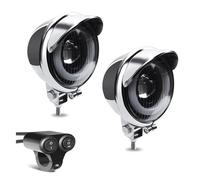 Phares Avant Moto Phare LED pour Motos 12V Lampe Auxiliaire Angel Eye pour Café pour Racer Vélo Personnalisé Projecteur Blanc avec Interrupteur Projecteur Moto(2xLamp 1xSwitch)